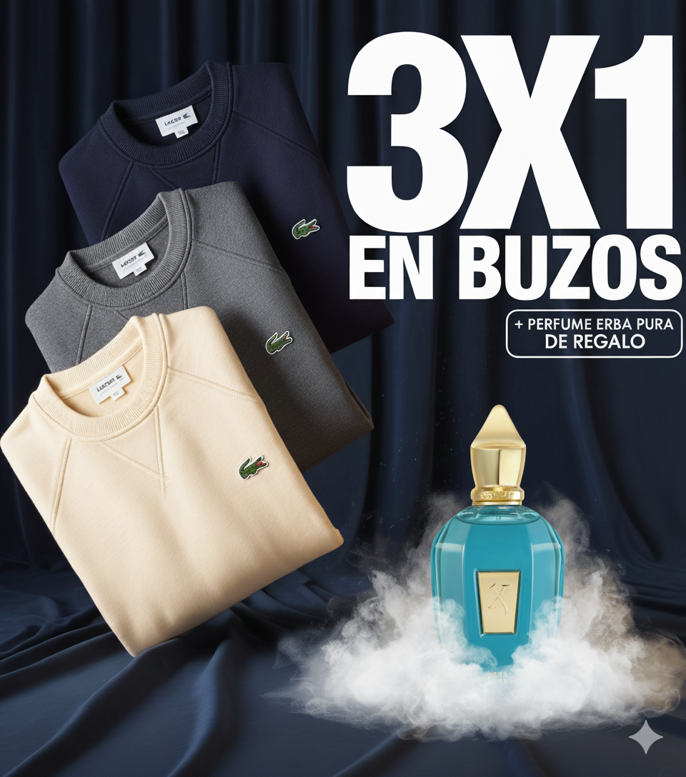 Buzos Lacoste + Perfume Herba Pura — detalles